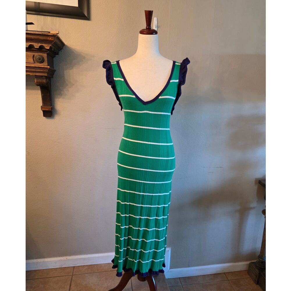 Anthropologie Daily Practice Rosie Long Striped Knit Midi Dress SZ Small